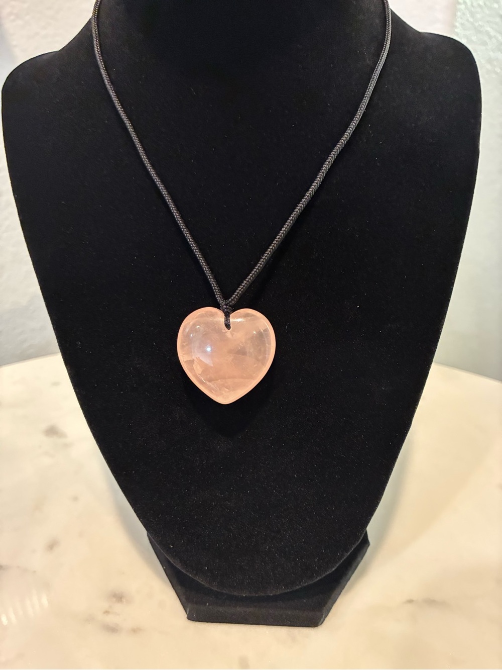 Natural Rose Quartz Heart Pendant Necklace